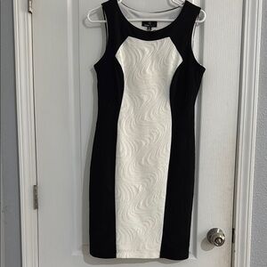 NWT Ronni Nicole Black & White Sleeveless Textured Colorblock Sheath Dress Sz 6